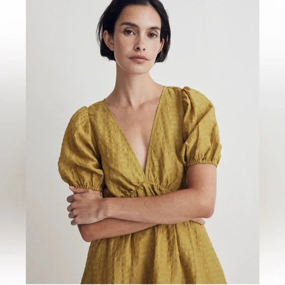 NWT Madewell Annamarie Mini Dress in Citrus Lime - Picture 3 of 12